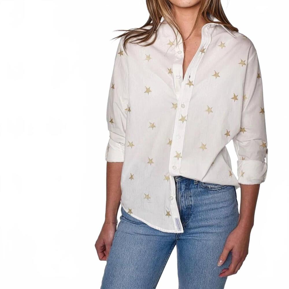 NEW EMILY PHILLIPS gold star shirt in white